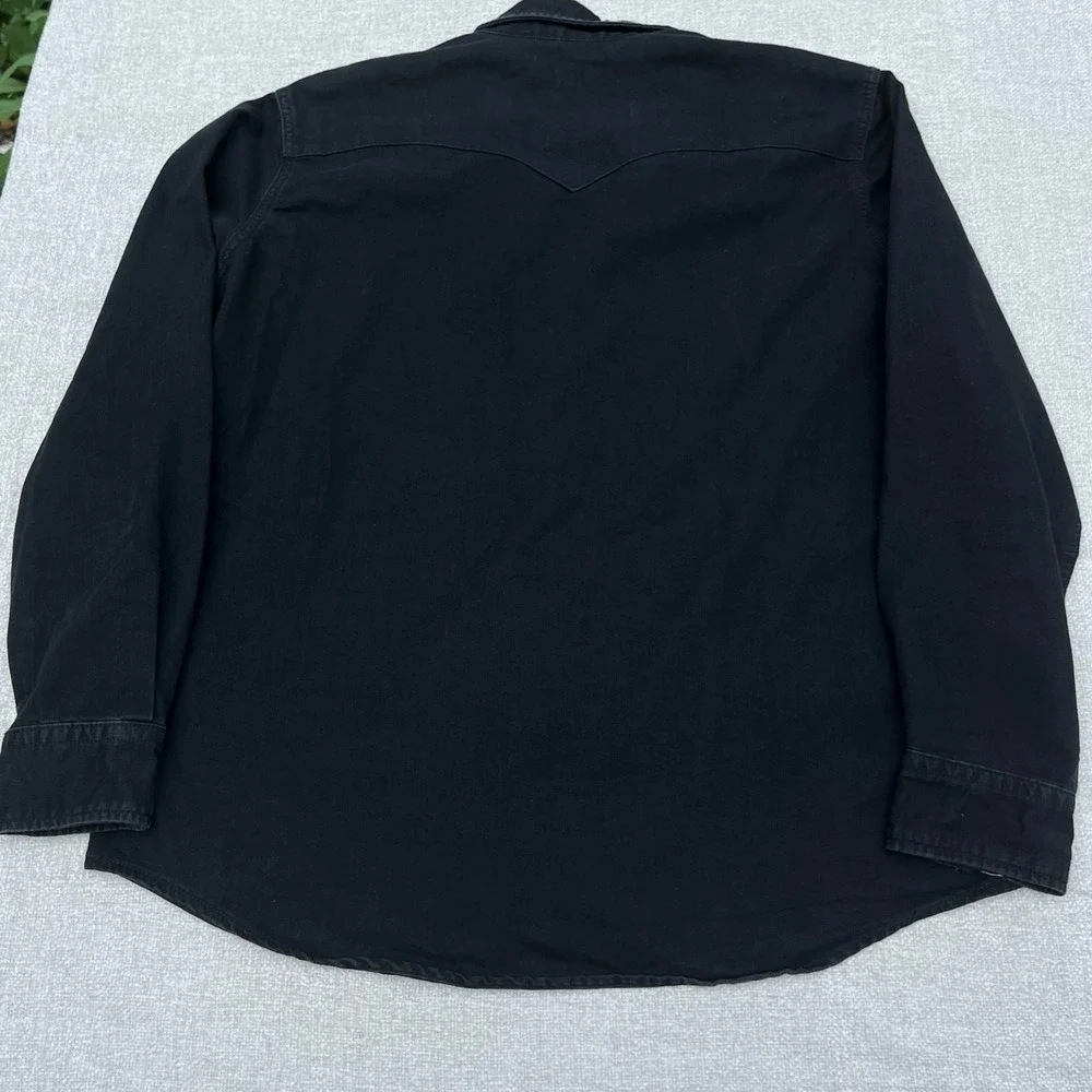 Levis Mens XL Standard Western Shirt Black Denim Pearl Snap Long Sleeve Pockets